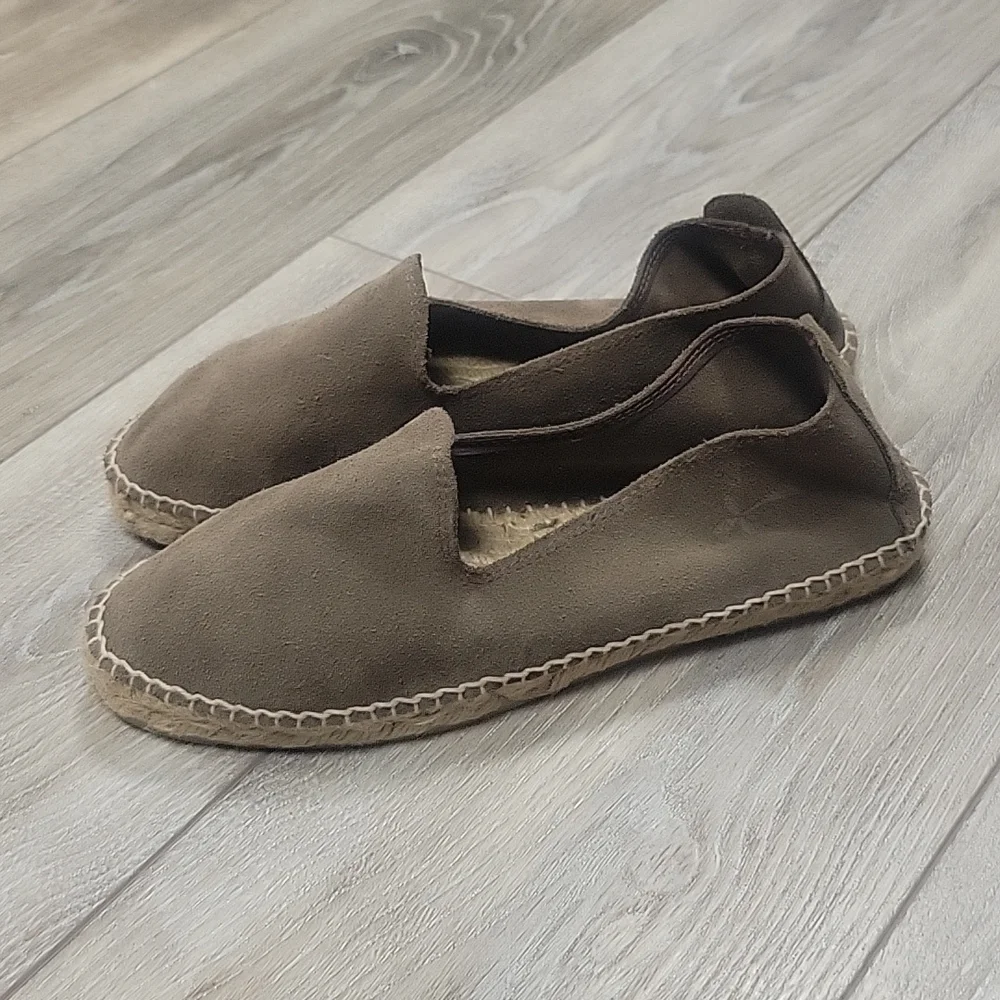 Manebi Brown Suede Flat Espadrilles Hamptons Size 39/8